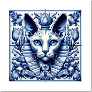 Delft Tile With Sphinx Cat No.5 Posters and Art